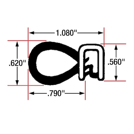 Fairchild Industries Trim Seal, Flexible Steel Wire Core, .040"-.070", Black, 25Ft 1362-25